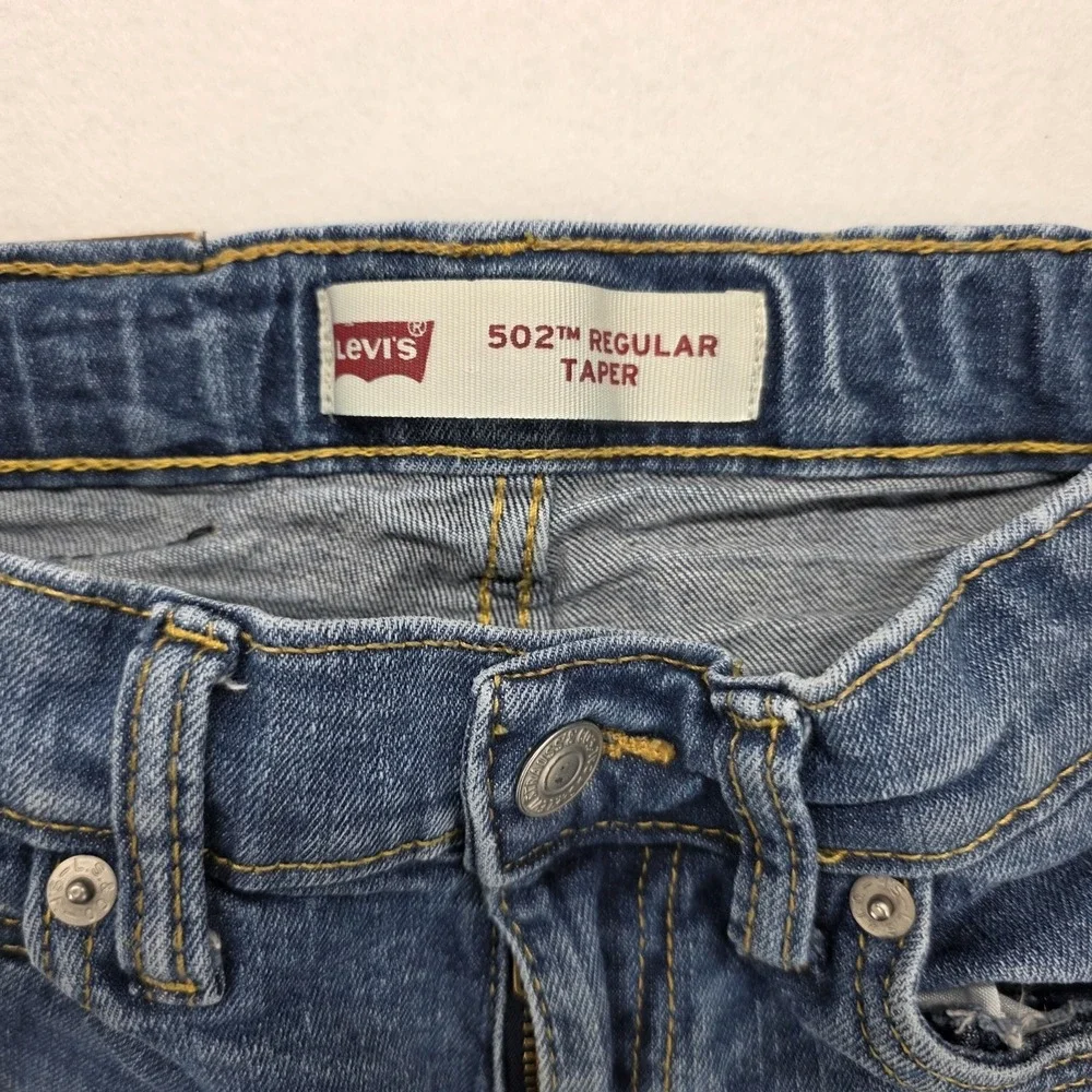 Levis 502 Boys Size 8 Regular Taper Jeans Blue Premium Denim 24x22 Casual